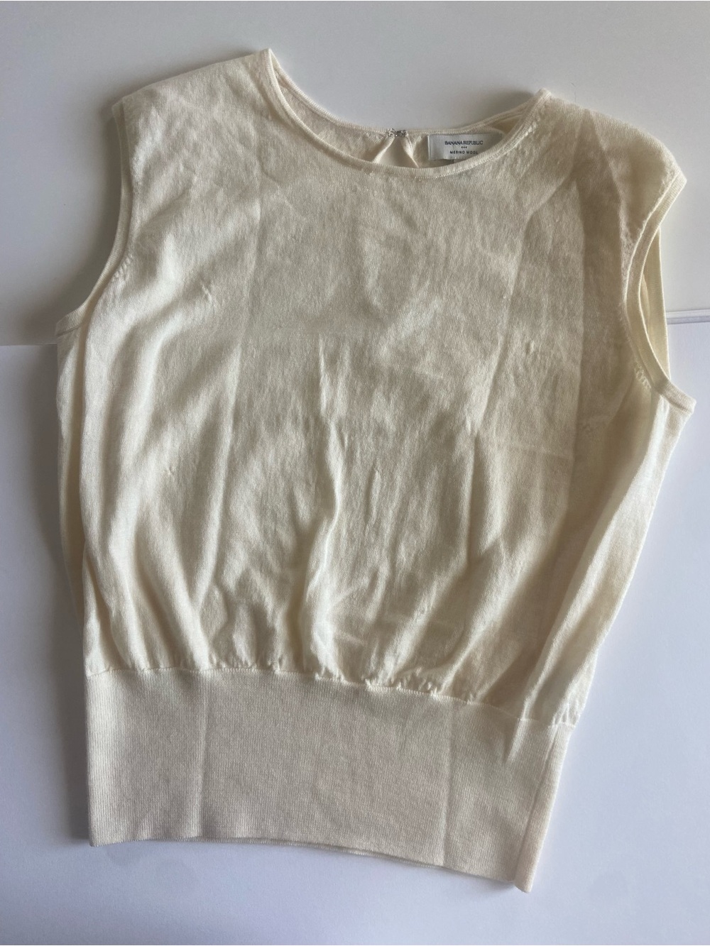 Banana Republic Cream Merino Wool Shell Top, Medium